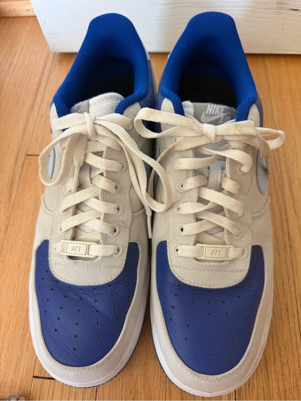 Nike Air Men’s custom made Low-Top Sneakers in Cream and Blue